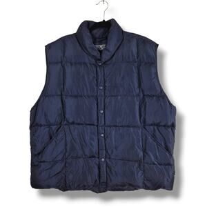 Lands End Goose Down Vest Mens Size XL Navy Puffer Packable Lightweight Outdoor